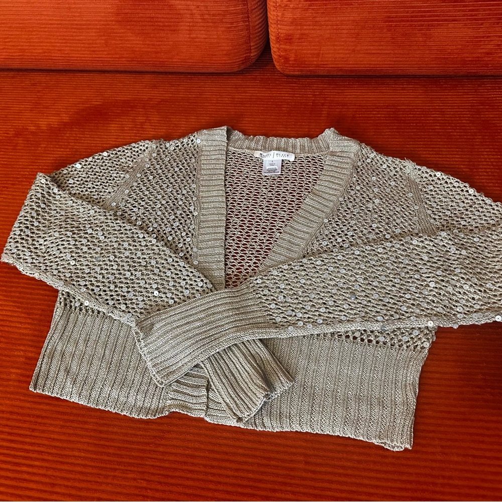 White House Black Market Gold & Sequined Cardigan - Wedding Season!!